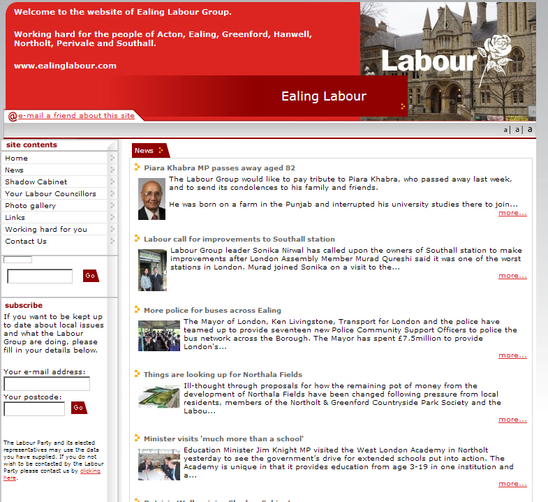 Ealing Labour Website 2007