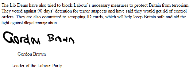 Gordon Brown Email On Anti Terrorism Measures