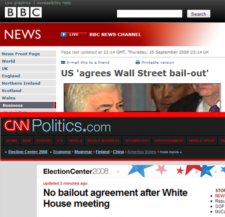 CNN And BBC On Wall Street Bail Out