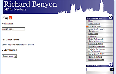 Richard Benyon's Removed Blog