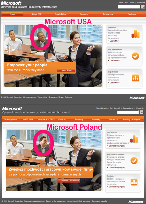 Microsoft Englis and Polish websites