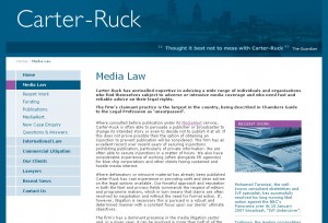 Carter-Ruck website with Guardian quote