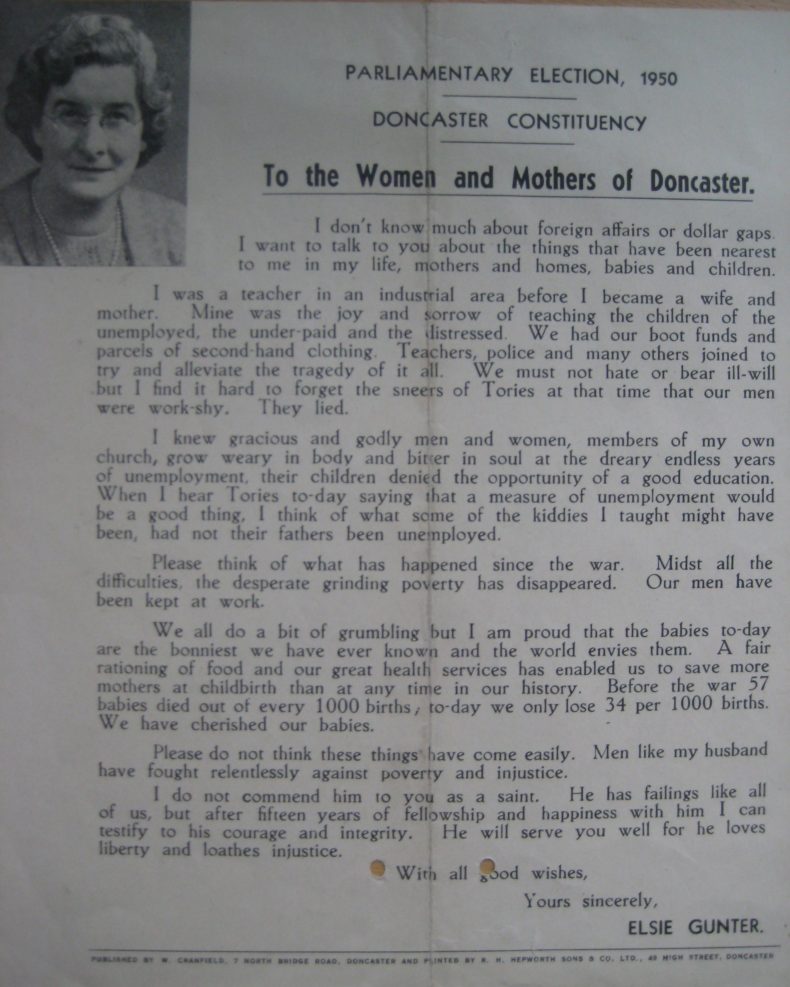 Doncaster election leaflet, 1950 general election