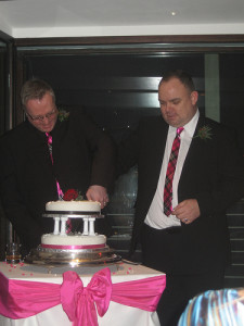 Andrew Reeves and Roger - wedding cake