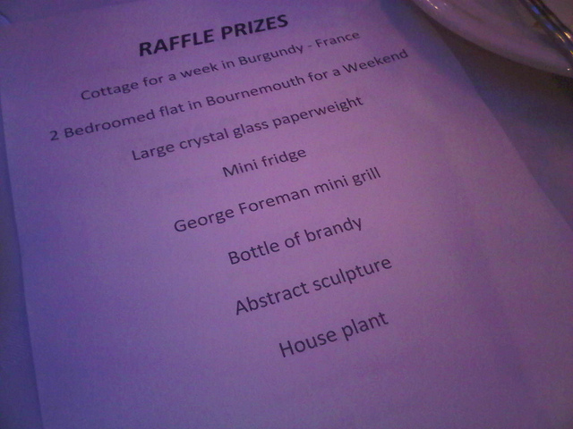 List of raffle prizes at Brent Lib Dem event