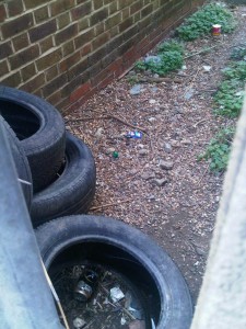 Dumped tyres on Hornsey Road