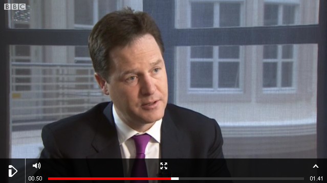 Video screenshot: Nick Clegg on BBC