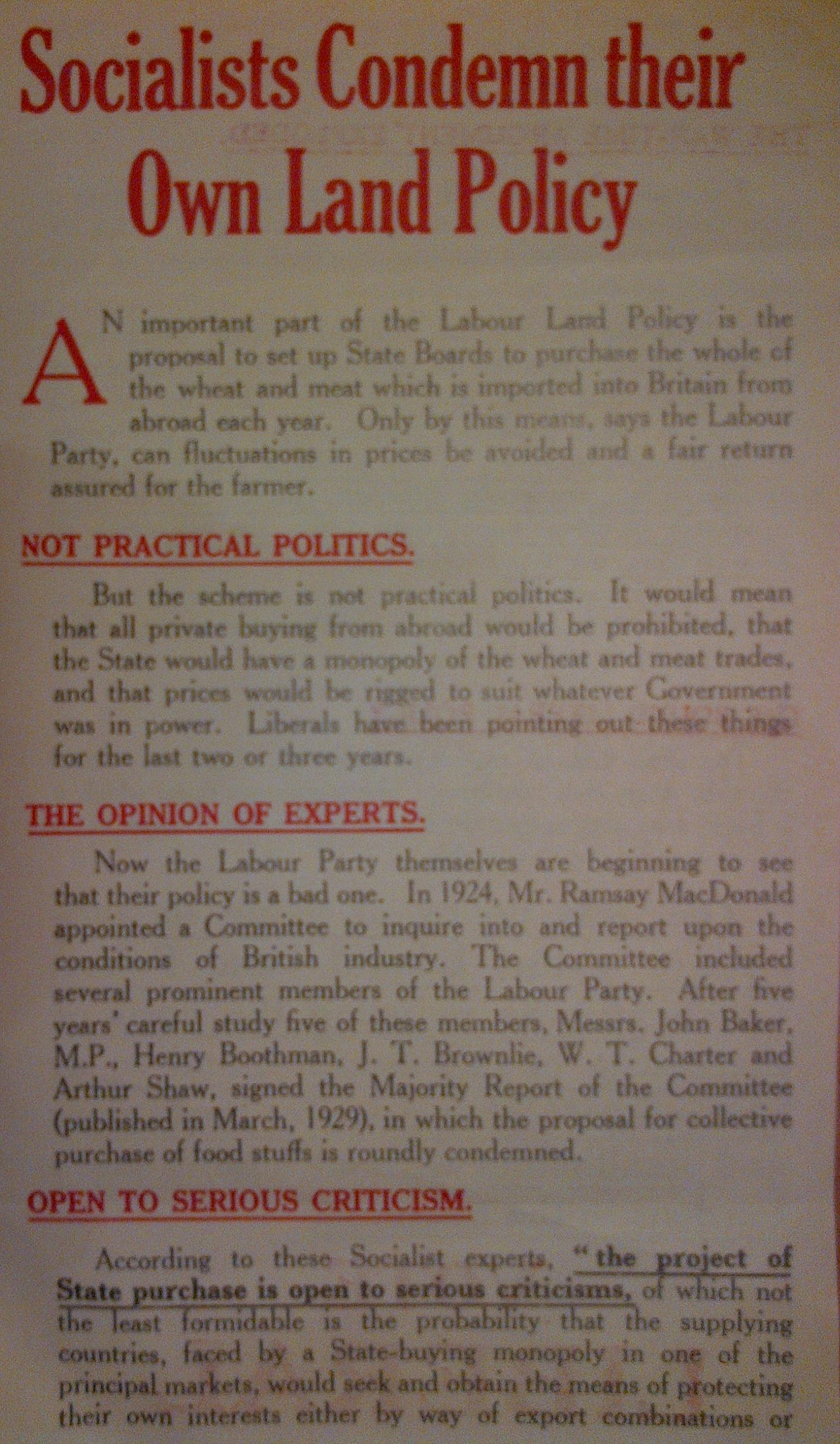 1929 Liberal Party leafet - front