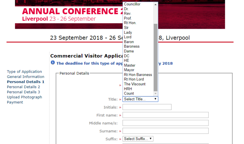 Labour Party conference website - titles list