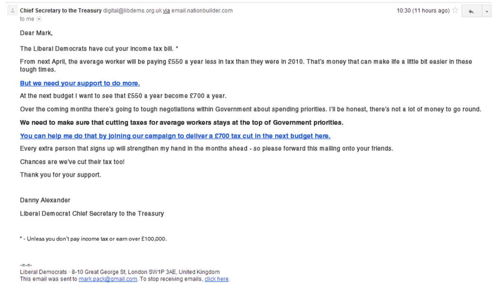 Danny Alexander email on tax