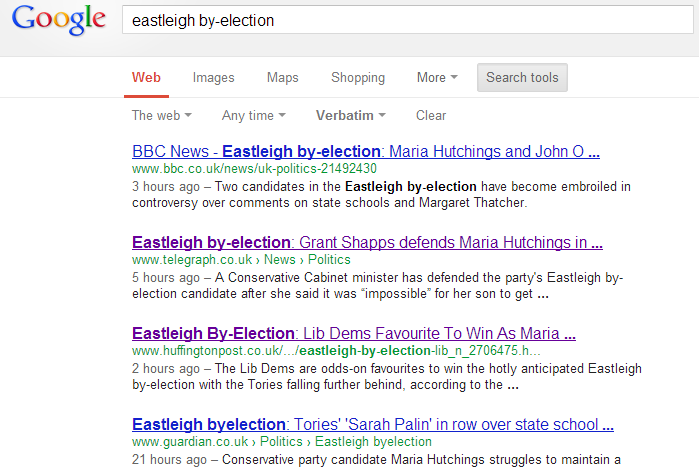 Eastleigh By-Election Google Search Results