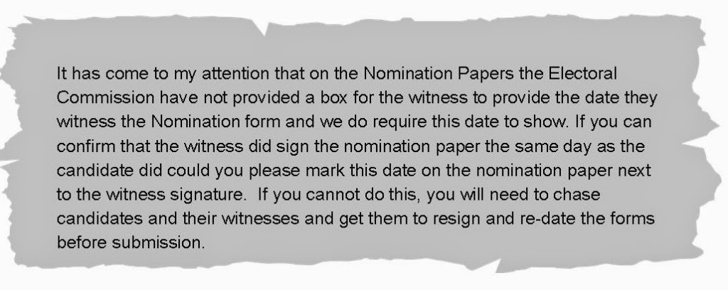 Nomination papers error