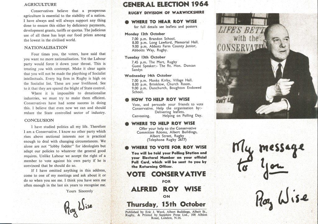 Roy Wise election leaflet side 1