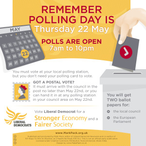 Polling day is 22nd May - 2 ballot papers version