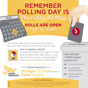 Polling day is 22nd May - 3 ballot papers version