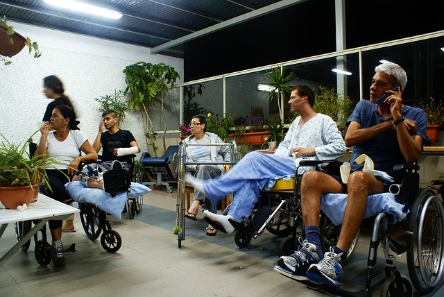 People waiting to be treated in a hospital