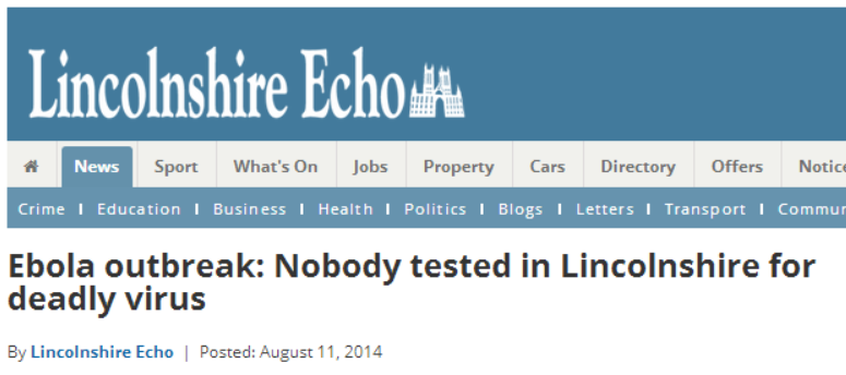 Lincolnshire ebola tests