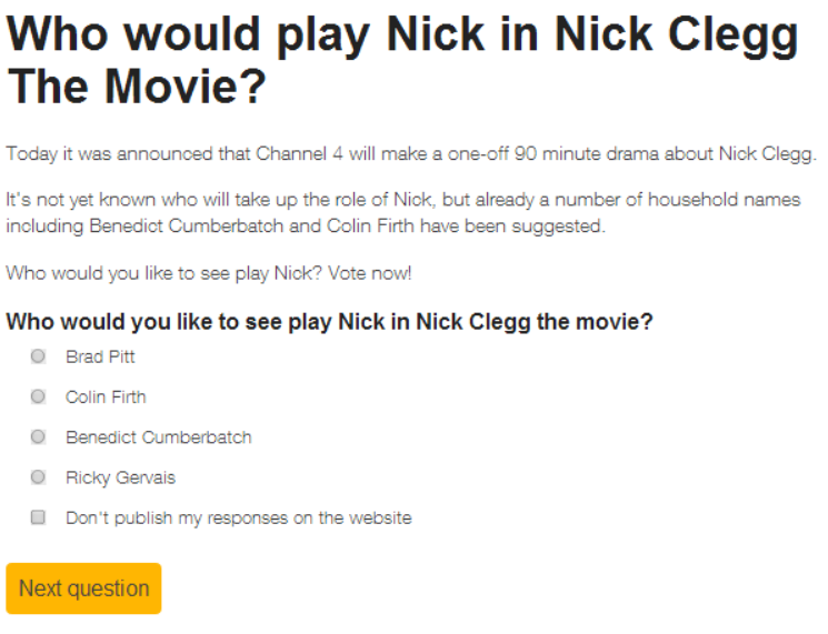 Nick Clegg The Movie - survey