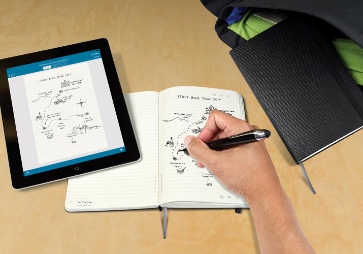 Moleskine notepad and pen sends data to your tablet