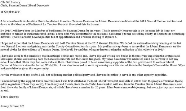 Jeremy Browne resignation statement