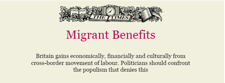 The Times - migrant benefits