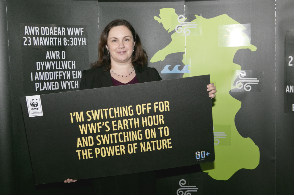 Eluned Parrott taking part in a green campaign