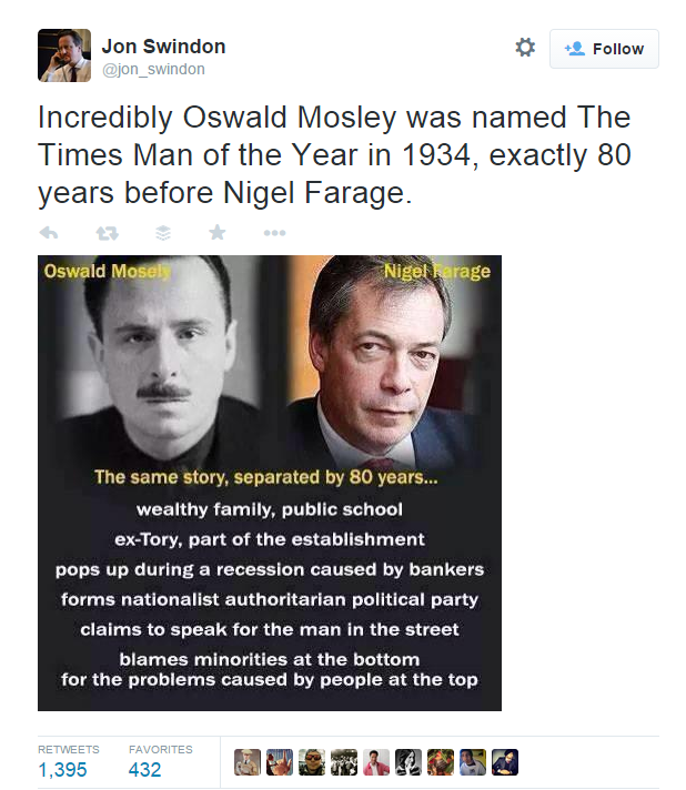 Jon Swindon - hoax tweet re Oswald Mosley