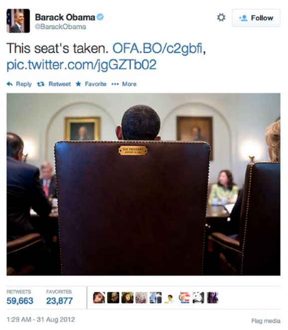 Obama tweet - this seat is taken