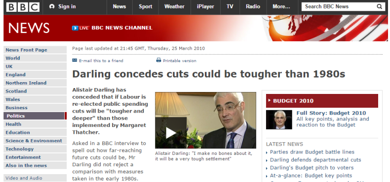 Alistair Darling - Labour will cut more than Thatcher