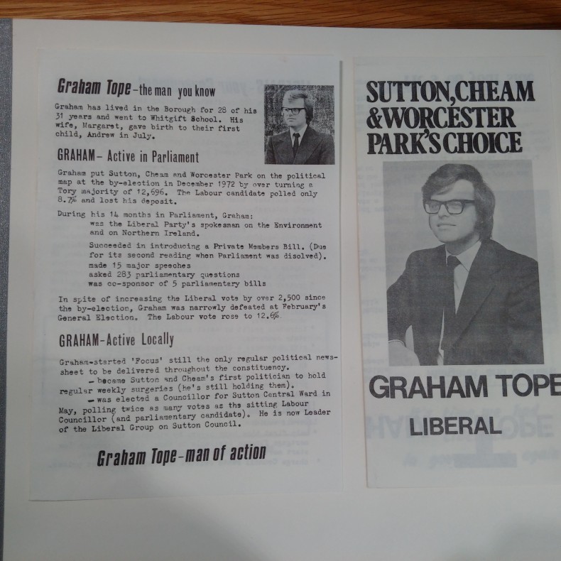 Graham Tope - Sutton - October 1974 front