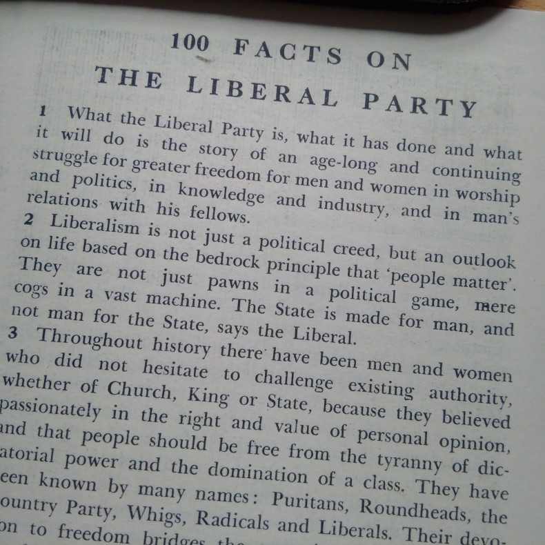 Smatterbooks No.27: 100 Facts On The Liberal Party (c.1949)