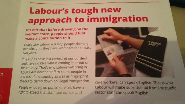 Labour immigration leaflet