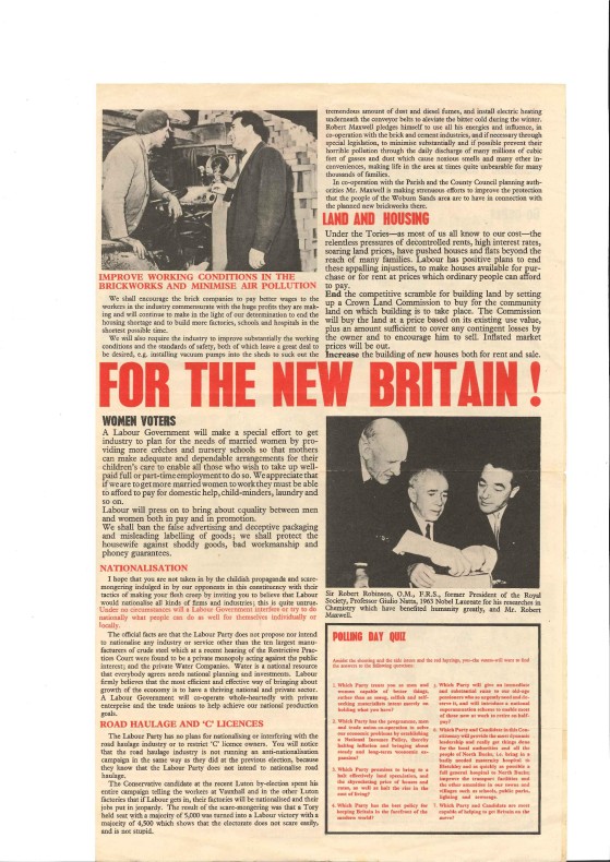 Robert Maxwell 1964 Labour election leaflet - Buckingham - p3