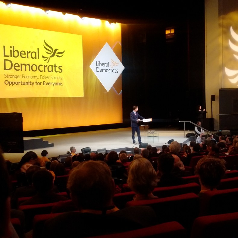 Nick Clegg speaking at Liverpool conference, 2015