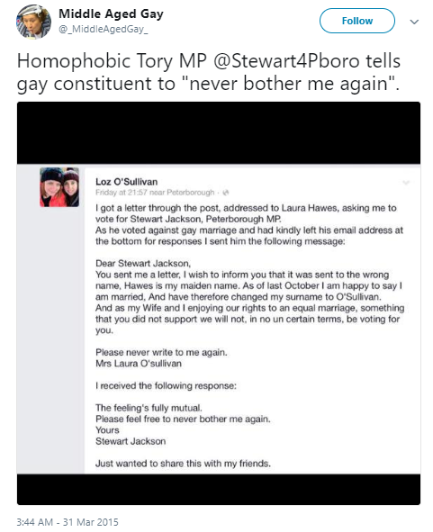 Conservative MP on same-sex marriages