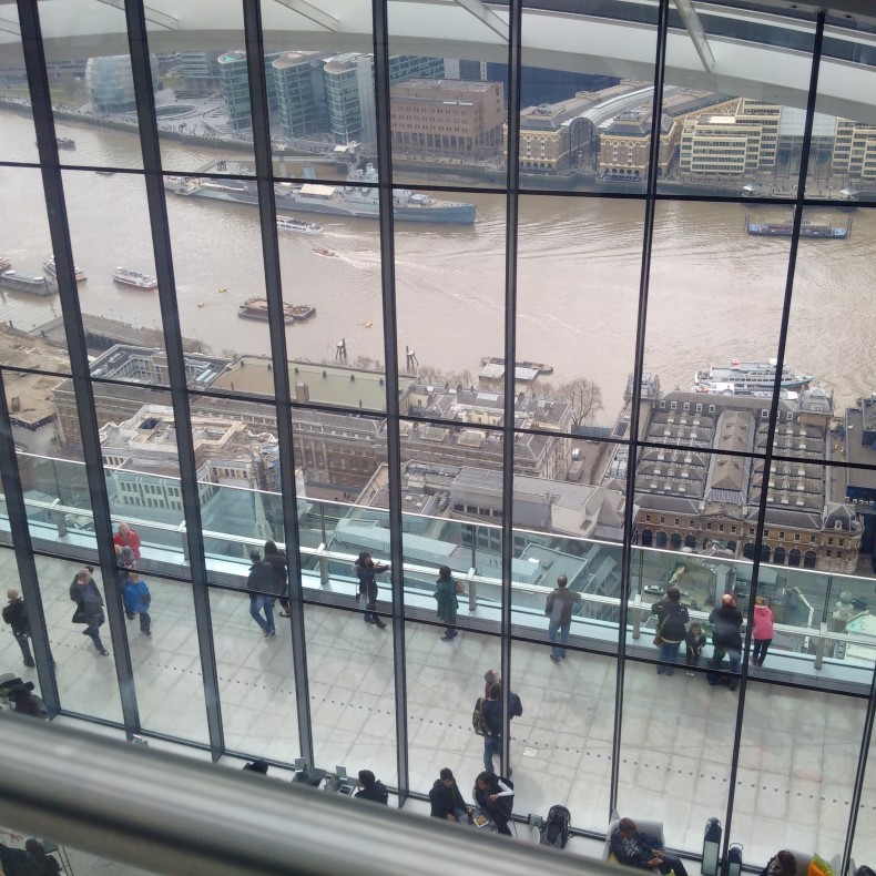 It's a rather vertiginous view down from the top platform in the Sky Garden