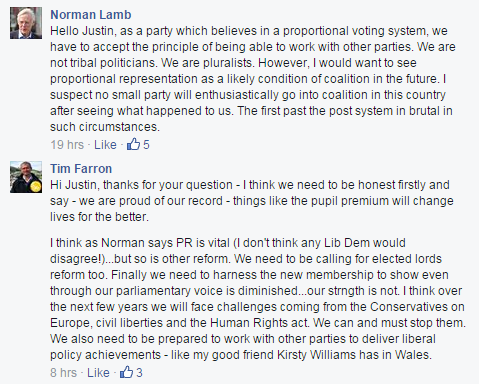 Coalition question - Tim Farron and Norman Lamb answer - Lib Dem leadership contest 2015
