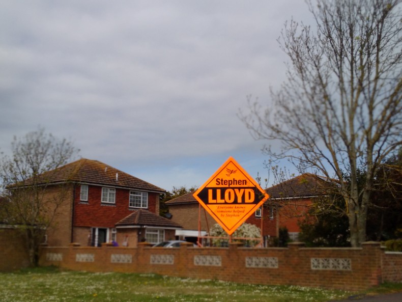 Poster display for Lib Dem MP Stephen Lloyd in Eastbourne