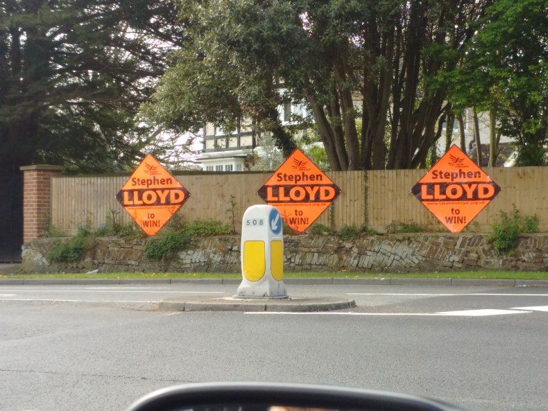 Poster display for Lib Dem MP Stephen Lloyd in Eastbourne