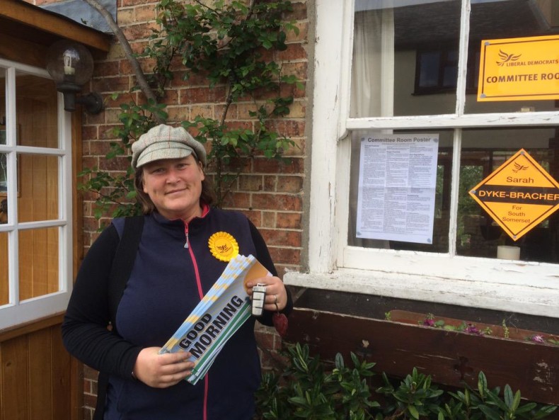 Sarah Dyke-Bracher out campaigning