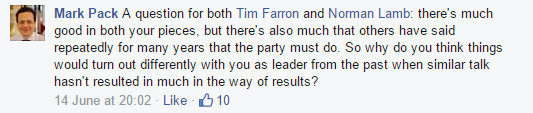 Mark Pack question to Lamb and Farron