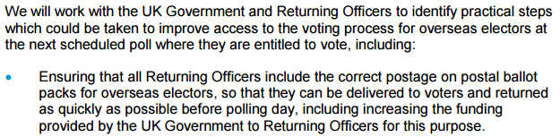 Postal vote postage recommendation from Electoral Commission