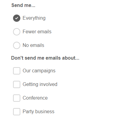 Lib Dem email options