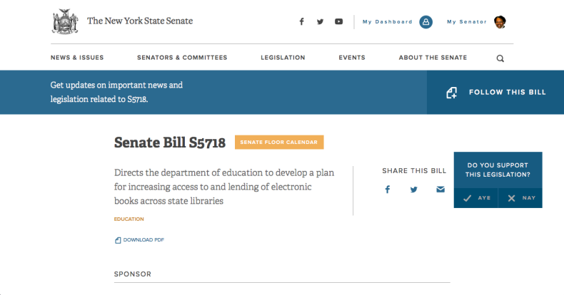 New York Senate website screenshot