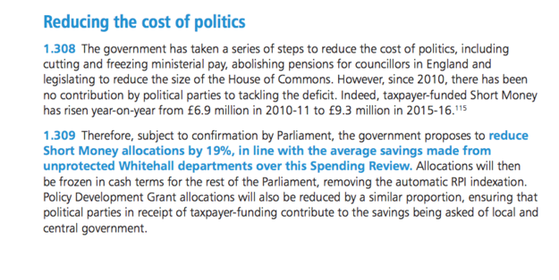 Autumn Statement on party funding