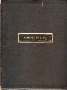 Book cover marked 'confidential'. CC0 Public Domain