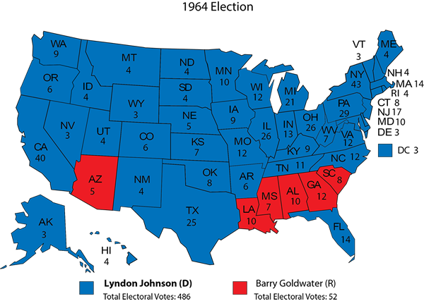 1964 US Presidential election result