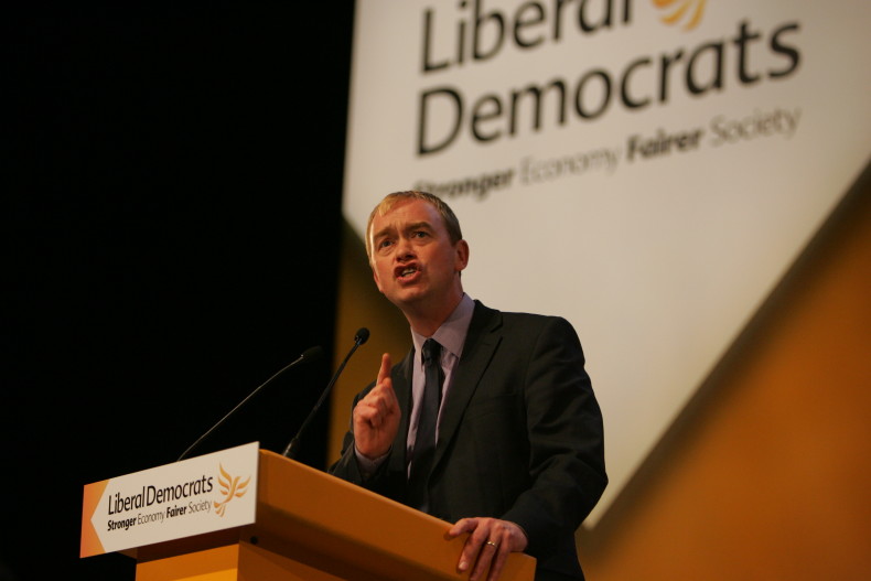 Tim Farron speaking at Liberal Democrat conference