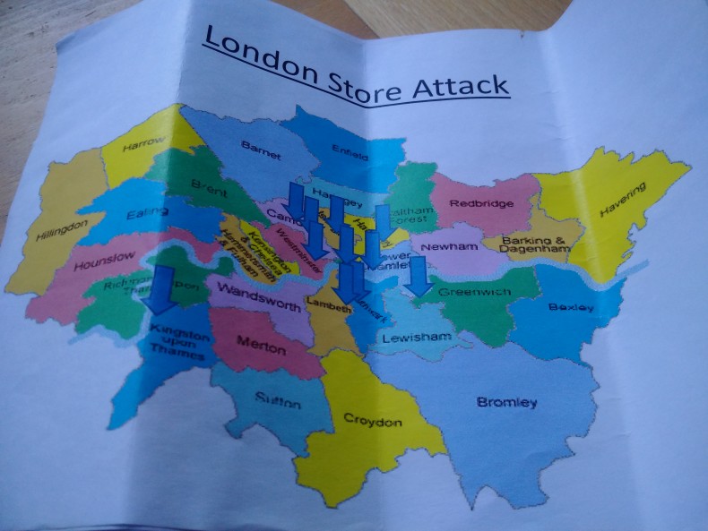 London Store Attack map