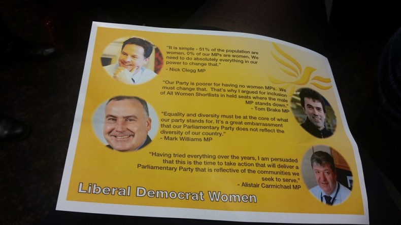 Lib Dem Women leaflet supporting all-women shortlists - back